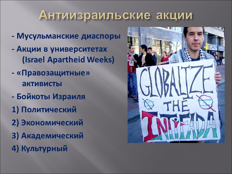 Антиизраильские акции - Мусульманские диаспоры - Акции в университетах (Israel Apartheid Weeks) - «Правозащитные»